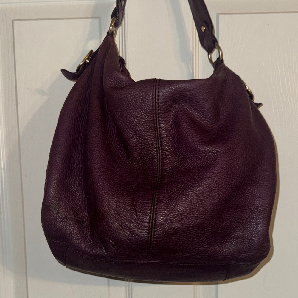 Michael Kors Deep Plum Pebbled Leather Shoulder Bag - Picture 3 of 5